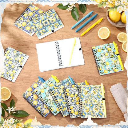 10 Set Lemon Journals with Pen Lemon Party Favors Include Spiral Notebooks and Ballpoint Pens Portable Notepads for Office Back to School Fruit Lover Gifts Birthday Party Supplies