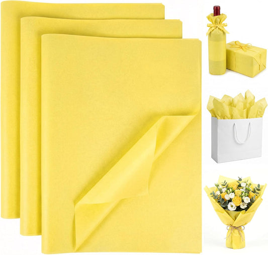 120 Sheets Yellow Tissue Paper Bulk, 14 x 20 Inch Gift Wrapping Tissue Paper for Gift Bags Wedding Birthday DIY Crafts Art Project