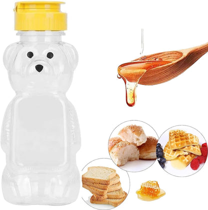 8 Oz Plastic Bear Honey Bottle Jars, Empty Honey Squeeze Bottle with Flip-top Lid for Storing and Dispensing, Yellow Flap Caps for Storing and Dispensing, Food Dispensers, Food Storage 1 piece