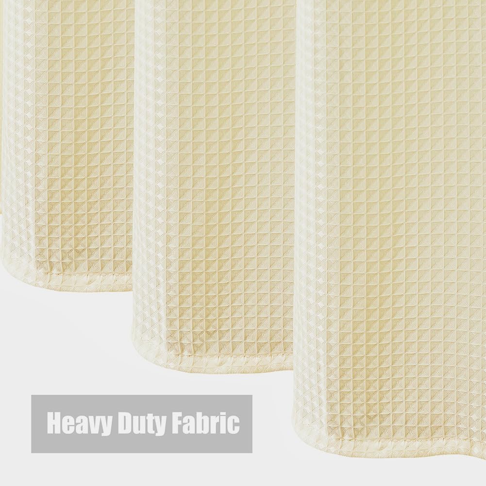 Waffle Weave Small Stall Fabric Shower Curtain 36x72 inch,Beige Narrow Rv Camper Shower Curtain Waterproof,Heavy Duty Textured Washable Shower Curtains for Bathroom with Hooks