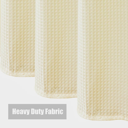 Waffle Weave Small Stall Fabric Shower Curtain 36x72 inch,Beige Narrow Rv Camper Shower Curtain Waterproof,Heavy Duty Textured Washable Shower Curtains for Bathroom with Hooks