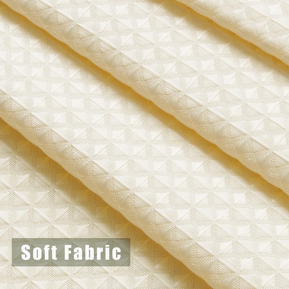 Waffle Weave Small Stall Fabric Shower Curtain 36x72 inch,Beige Narrow Rv Camper Shower Curtain Waterproof,Heavy Duty Textured Washable Shower Curtains for Bathroom with Hooks