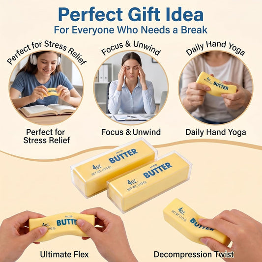 Slow Butter Squishy, Squishy Butter Stick Soft Squeezy Toys, Stress Relief Fidget Slow Rebound, Big Butter Sqishy with ,(Butter stick-2pcs) (Yellow-2 Pack)