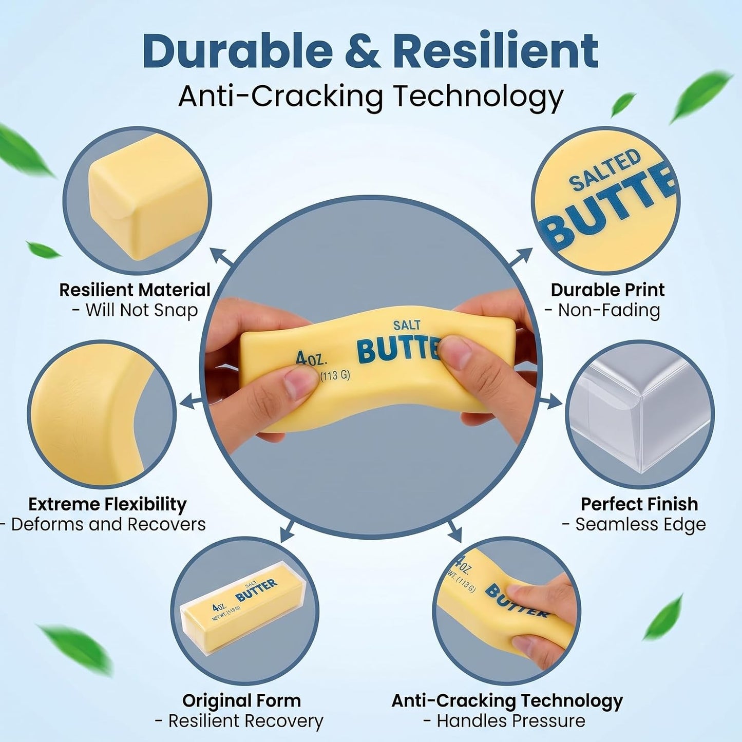 Slow Butter Squishy, Squishy Butter Stick Soft Squeezy Toys, Stress Relief Fidget Slow Rebound, Big Butter Sqishy with ,(Butter stick-2pcs) (Yellow-2 Pack)