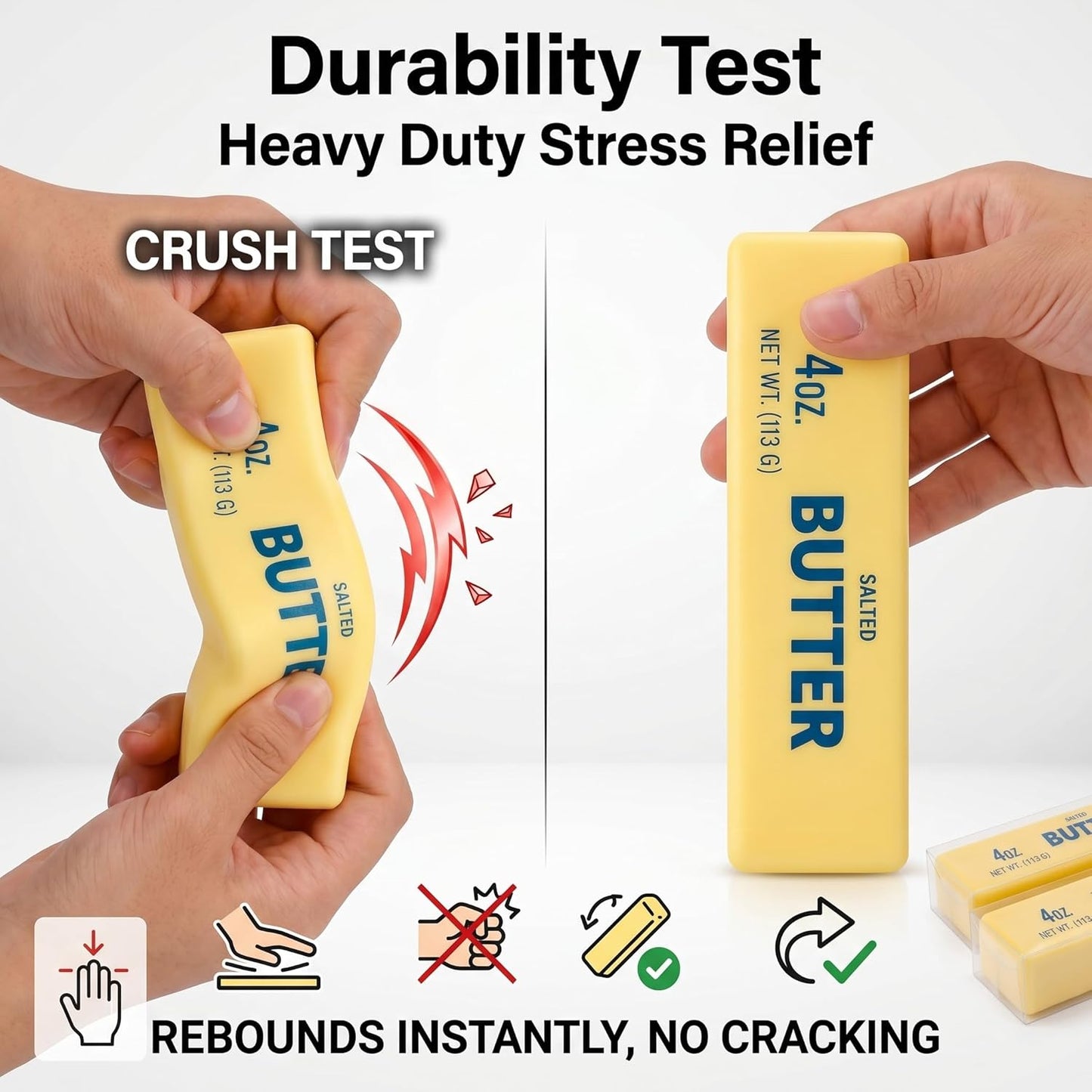 Slow Butter Squishy, Squishy Butter Stick Soft Squeezy Toys, Stress Relief Fidget Slow Rebound, Big Butter Sqishy with ,(Butter stick-2pcs) (Yellow-2 Pack)