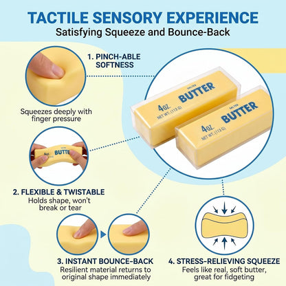 Slow Butter Squishy, Squishy Butter Stick Soft Squeezy Toys, Stress Relief Fidget Slow Rebound, Big Butter Sqishy with ,(Butter stick-2pcs) (Yellow-2 Pack)