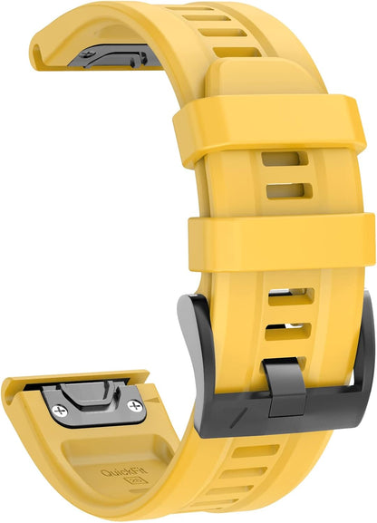 Compatible with Garmin Fenix 7X/Fenix 6X/Fenix 5X Watch Band | 26mm Width Soft Silicone Watch Strap for Garmin Fenix 5X/Fenix 5X Plus/Fenix 6X/Fenix 6X Pro/Fenix 7X Smartwatch (Yellow)