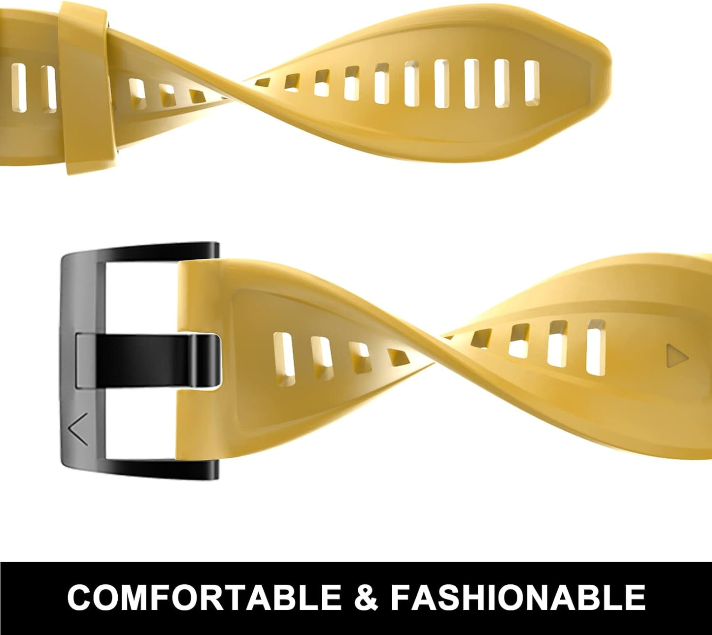 Compatible with Garmin Fenix 7X/Fenix 6X/Fenix 5X Watch Band | 26mm Width Soft Silicone Watch Strap for Garmin Fenix 5X/Fenix 5X Plus/Fenix 6X/Fenix 6X Pro/Fenix 7X Smartwatch (Yellow)
