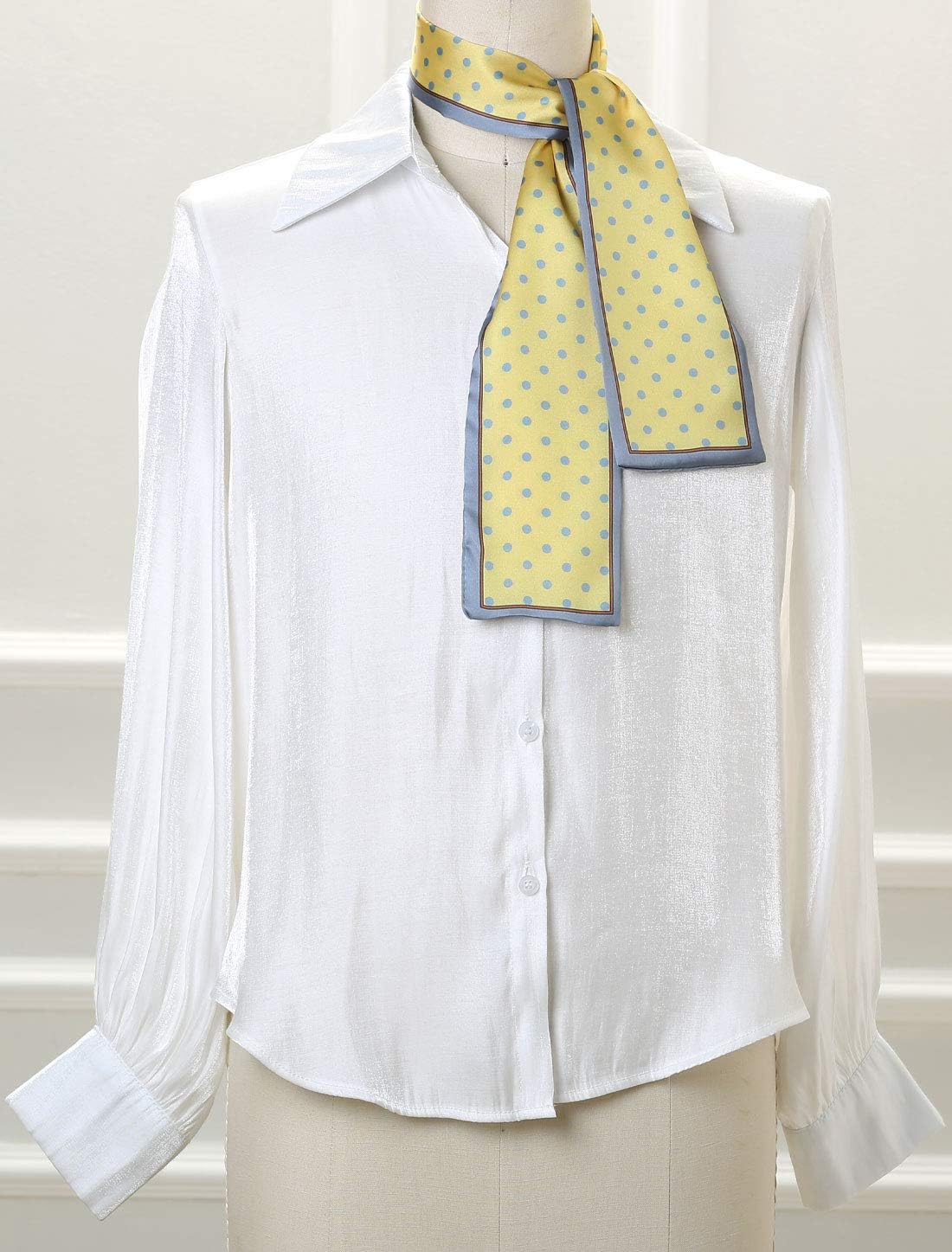 50s Ribbon Skinny Scarf Lovely Polka Dots Pattern for Bags Hair Band Neck Wraps