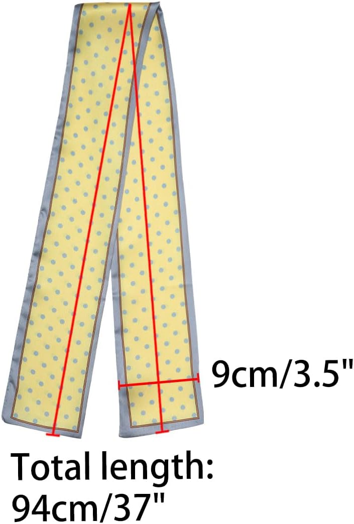50s Ribbon Skinny Scarf Lovely Polka Dots Pattern for Bags Hair Band Neck Wraps