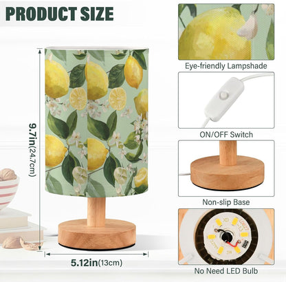 Bedside Table Lamp Lemon Yellow Citrus Fruits (47) Kids Nightstand Lamp Night Light Fabric Shade for Bedroom Living Room Home Office