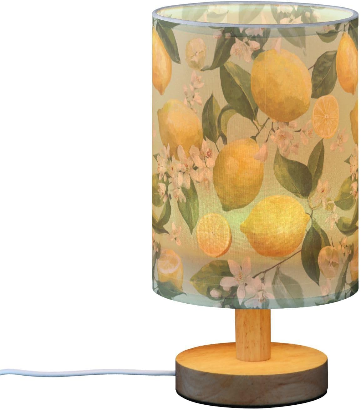 Bedside Table Lamp Lemon Yellow Citrus Fruits (47) Kids Nightstand Lamp Night Light Fabric Shade for Bedroom Living Room Home Office