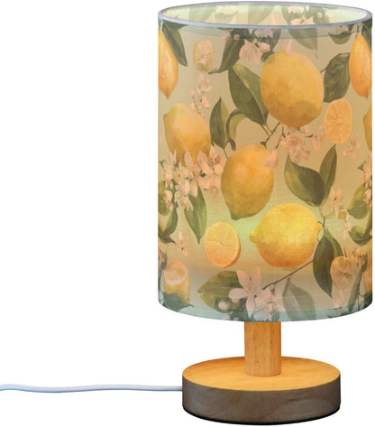 Bedside Table Lamp Lemon Yellow Citrus Fruits (47) Kids Nightstand Lamp Night Light Fabric Shade for Bedroom Living Room Home Office
