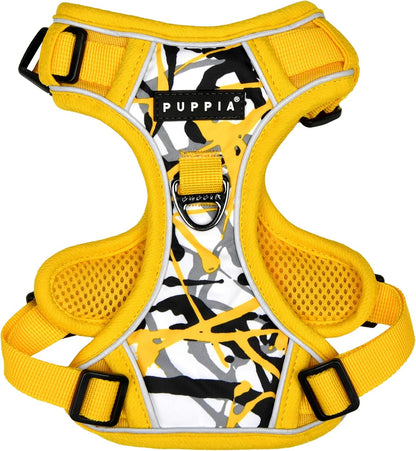 Abstract Dog Harness H Sturdy Adjustable Neck and Chest Reflective Paint Pattern Front and Back D-Ring for Small and Medium Dogs, Yellow, Medium