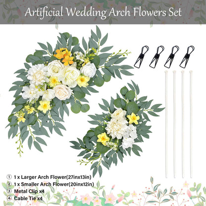 Yellow White Artificial Arch Flowers for Wedding Arch Decor | Floral Garland for Arch Party Backdrop Decor, Bridal Shower, Baby Shower and Reception (Yellow)