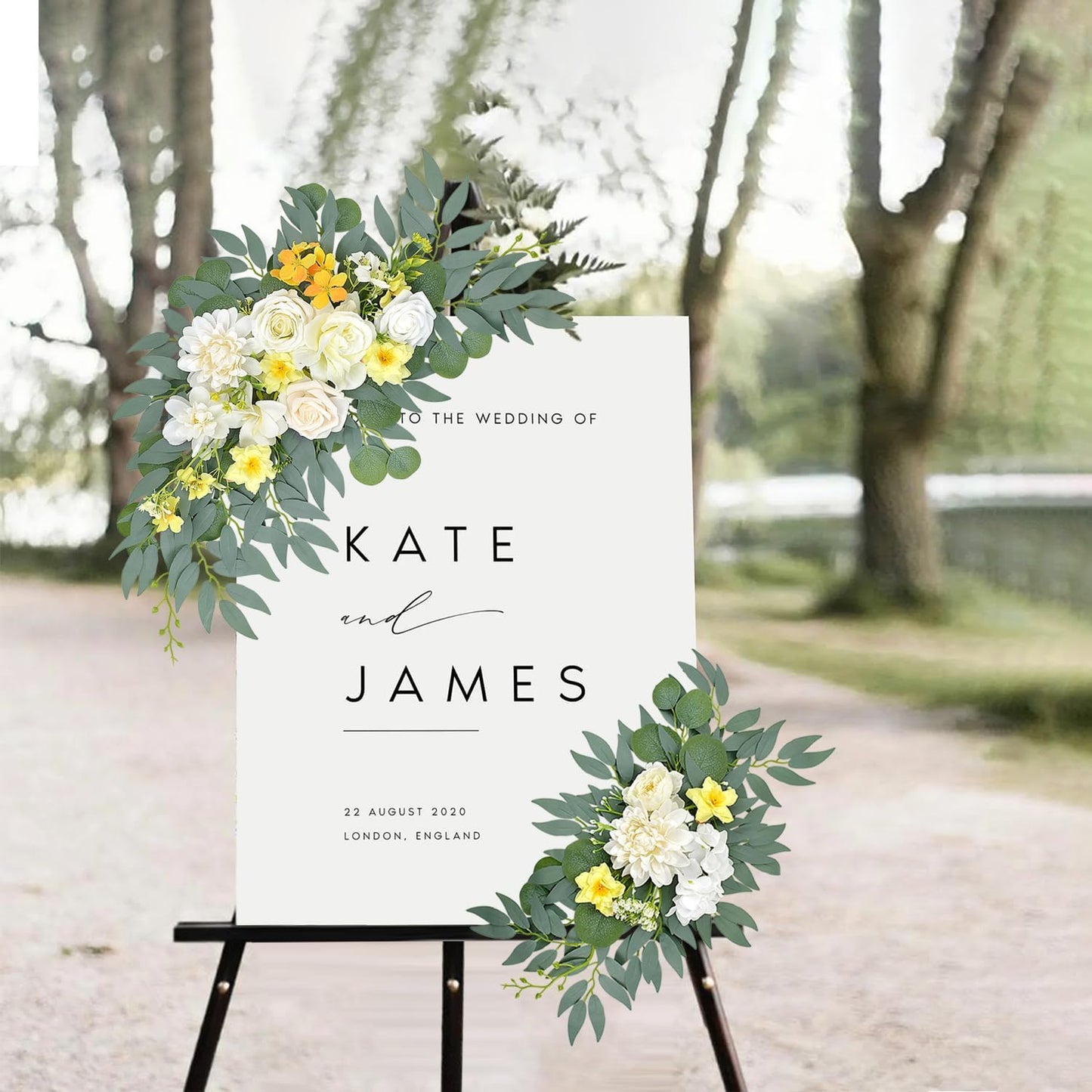 Yellow White Artificial Arch Flowers for Wedding Arch Decor | Floral Garland for Arch Party Backdrop Decor, Bridal Shower, Baby Shower and Reception (Yellow)