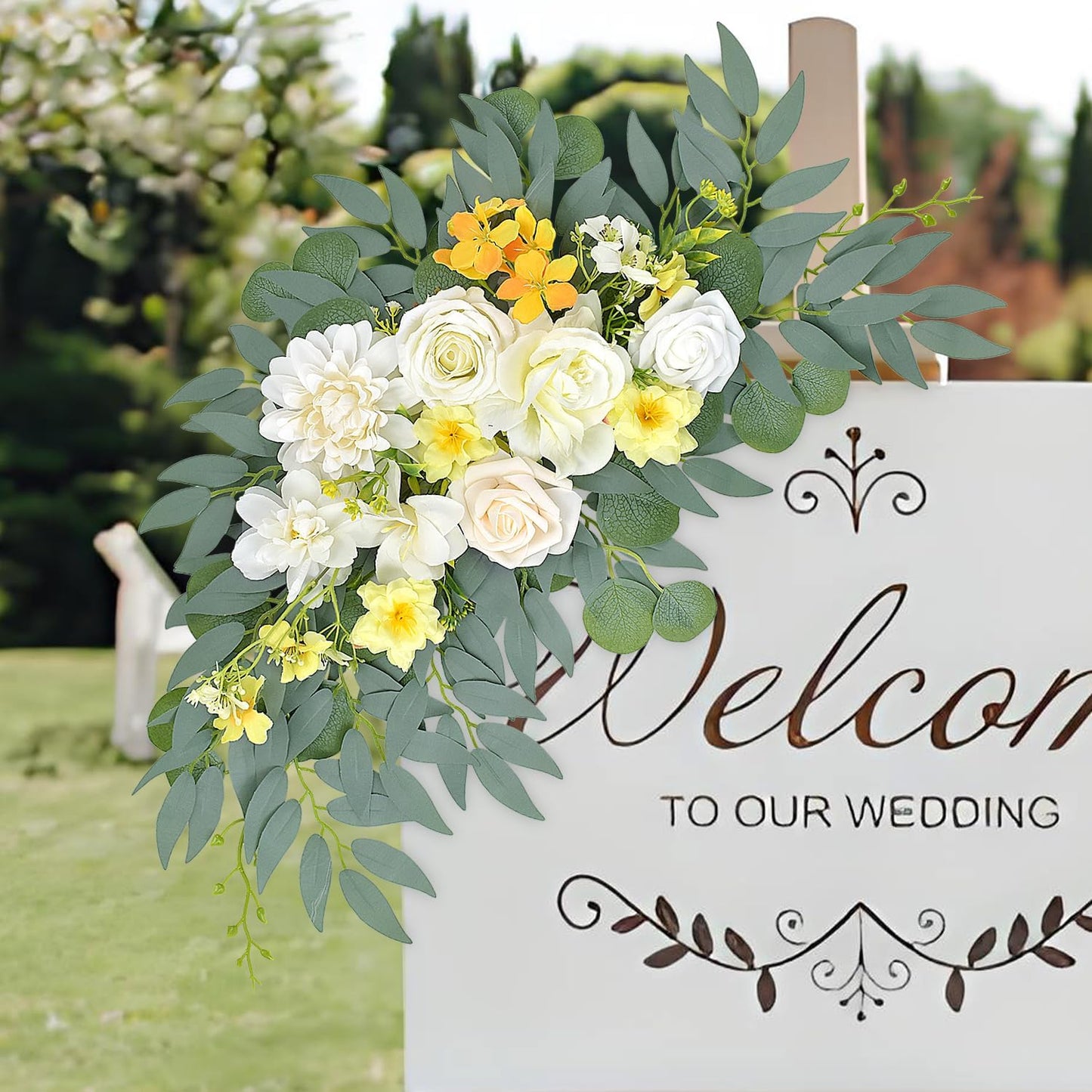 Yellow White Artificial Arch Flowers for Wedding Arch Decor | Floral Garland for Arch Party Backdrop Decor, Bridal Shower, Baby Shower and Reception (Yellow)