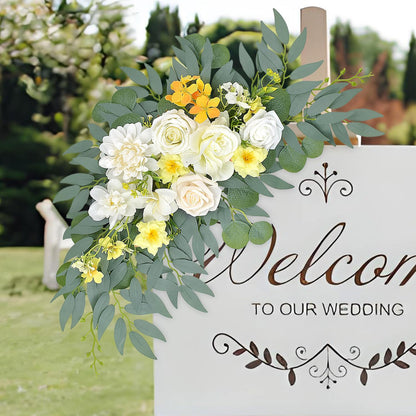 Yellow White Artificial Arch Flowers for Wedding Arch Decor | Floral Garland for Arch Party Backdrop Decor, Bridal Shower, Baby Shower and Reception (Yellow)