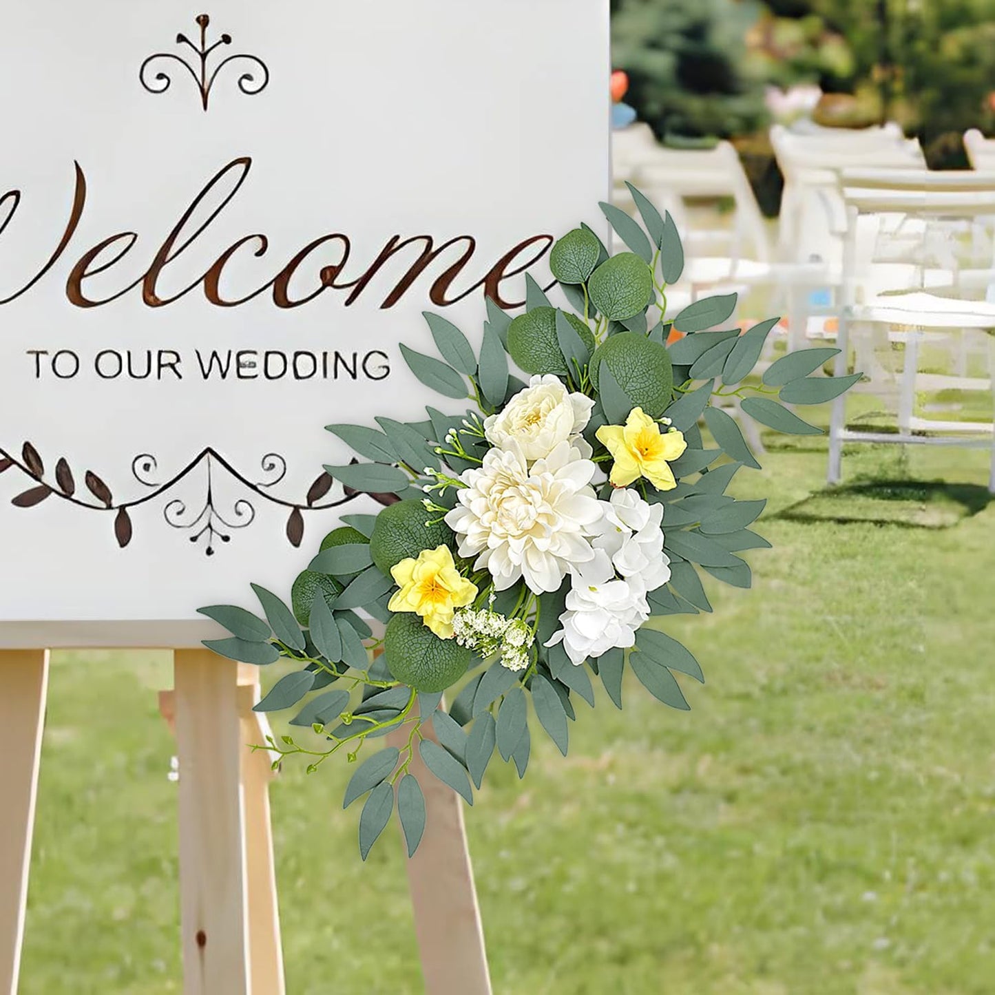 Yellow White Artificial Arch Flowers for Wedding Arch Decor | Floral Garland for Arch Party Backdrop Decor, Bridal Shower, Baby Shower and Reception (Yellow)