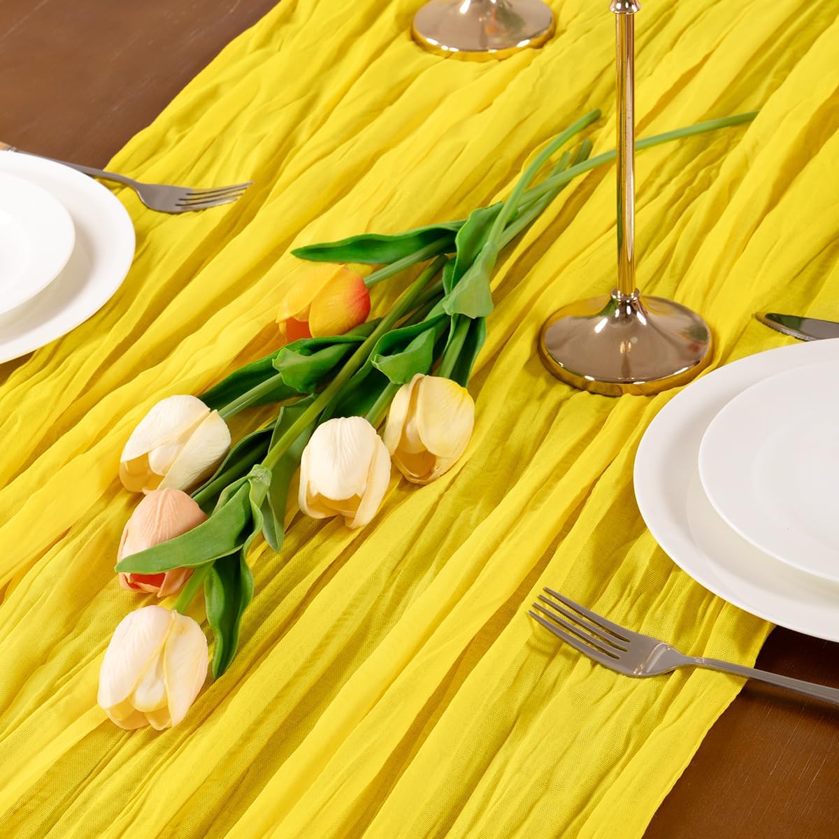 Yellow Cheesecloth Table Runner 1pc Boho Gauze SummerTable Runner 120 inches 10FT for Wedding Baby Bridal Shower Birthday Party Graduation Holiday Home Decor