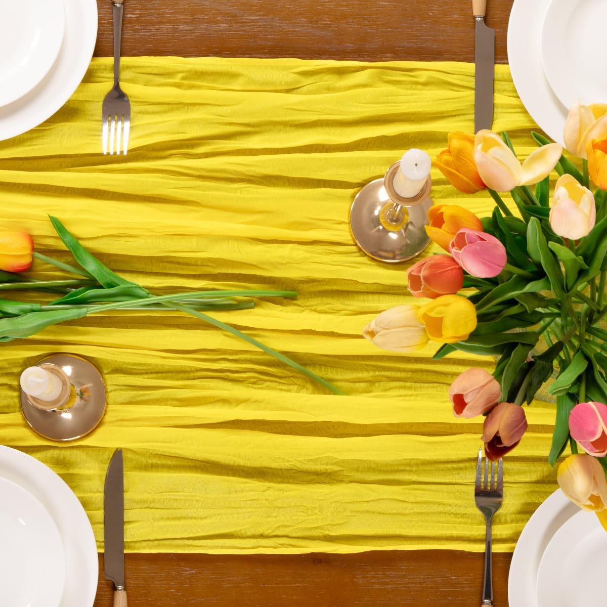 Yellow Cheesecloth Table Runner 1pc Boho Gauze SummerTable Runner 120 inches 10FT for Wedding Baby Bridal Shower Birthday Party Graduation Holiday Home Decor