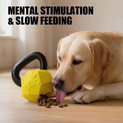 Indestructible Dog Toy for Aggressive Chewers - Heavy Duty Chew Ring with Durable Nylon and Treat Dispenser Rubber Base, Interactive Food Puzzle Dog Chew Toy,Large Yellow