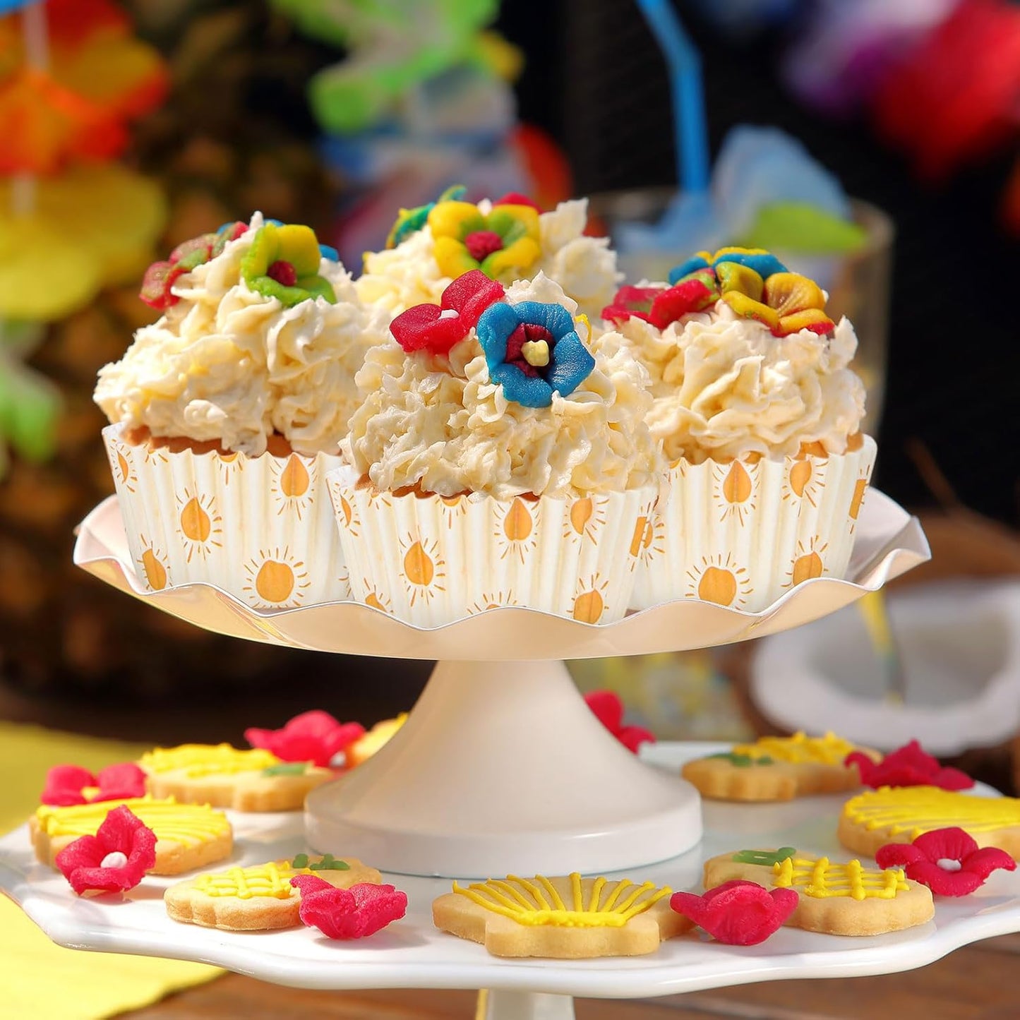 600Pcs Boho Sun Cupcake Liners Hippie Summer Sunshine Cupcake Wrappers First Trip Around The Sun Party Paper Baking Cup Holder for Baby Shower Wedding Birthday Party