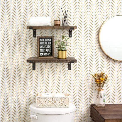 Peel and Stick Wallpaper Yellow and White Contact Paper | 17.7 in x393.7 in Herringbone Geometric Wall Paper Peel and Stick Modern Lines Decorative Self Adhesive Wallpaper for Bedroom
