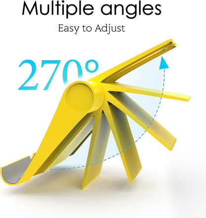 Cell Phone Stand for Desk, Foldable and Adjustable Multi-Angle Holder Dock, Universal Compatibility for Most Phone and Tablet, Portable and Sturdy Design for Office and Home (Yellow)