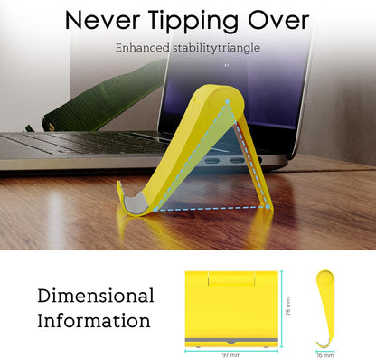 Cell Phone Stand for Desk, Foldable and Adjustable Multi-Angle Holder Dock, Universal Compatibility for Most Phone and Tablet, Portable and Sturdy Design for Office and Home (Yellow)