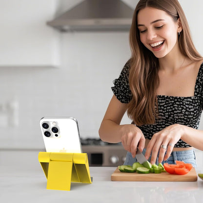 Cell Phone Stand for Desk, Foldable and Adjustable Multi-Angle Holder Dock, Universal Compatibility for Most Phone and Tablet, Portable and Sturdy Design for Office and Home (Yellow)
