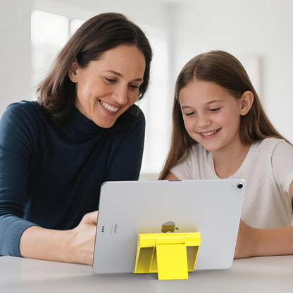Cell Phone Stand for Desk, Foldable and Adjustable Multi-Angle Holder Dock, Universal Compatibility for Most Phone and Tablet, Portable and Sturdy Design for Office and Home (Yellow)