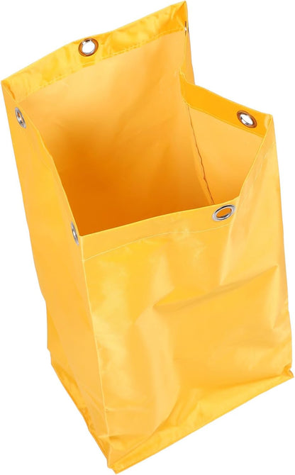 Janitorial Cart Replacement Bag for Cleaning Trolley, Heavy Duty Yellow Fabric with 6 Metal Hanging Holes, Suitable for Housekeeping and Hotels, Reduces Use of Plastic Bags
