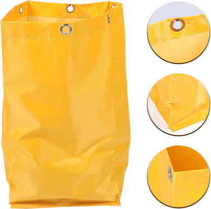 Janitorial Cart Replacement Bag for Cleaning Trolley, Heavy Duty Yellow Fabric with 6 Metal Hanging Holes, Suitable for Housekeeping and Hotels, Reduces Use of Plastic Bags