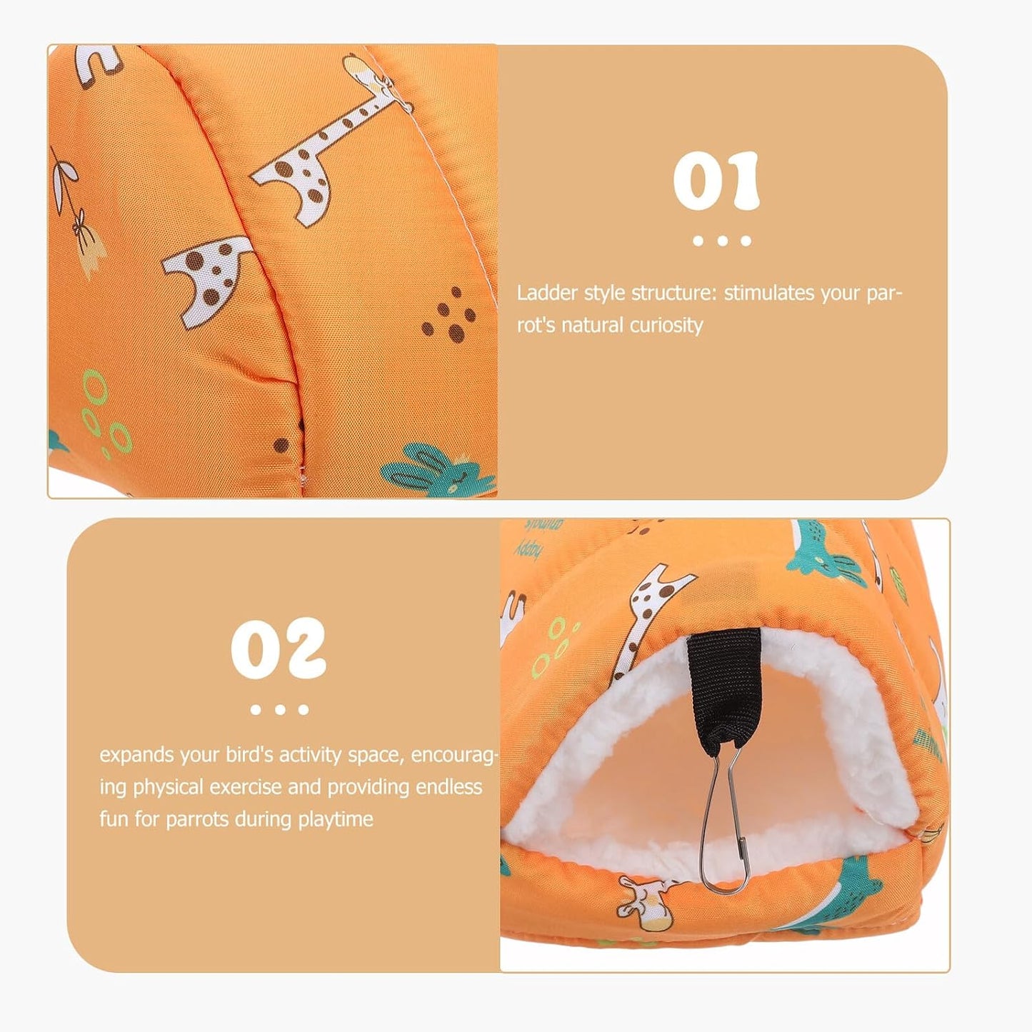 Small Pet Hammock Bed with Fleece Lining, Warm Hanging Nest for Hamsters and Parrots, Yellow Cotton Cozy House 16x13x16 Cm, Winter Shelter for Small Animals