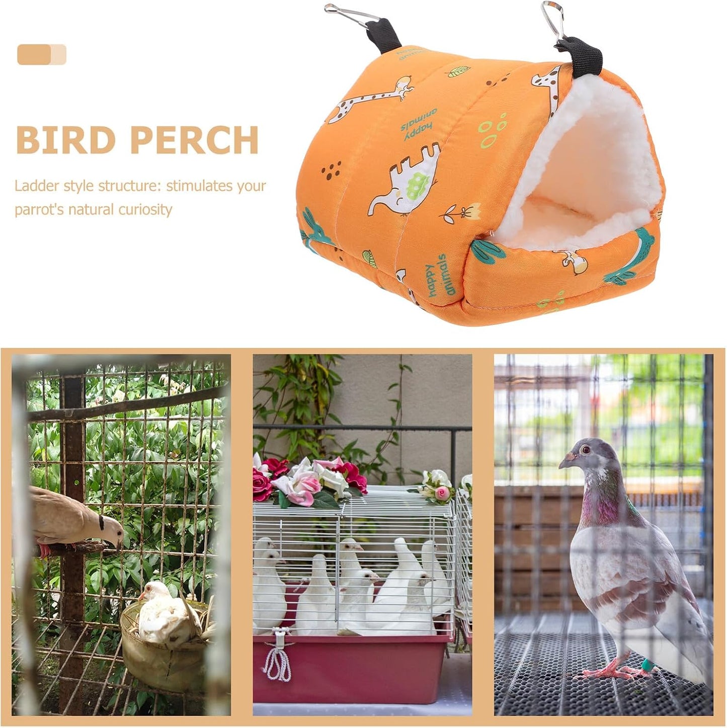 Small Pet Hammock Bed with Fleece Lining, Warm Hanging Nest for Hamsters and Parrots, Yellow Cotton Cozy House 16x13x16 Cm, Winter Shelter for Small Animals
