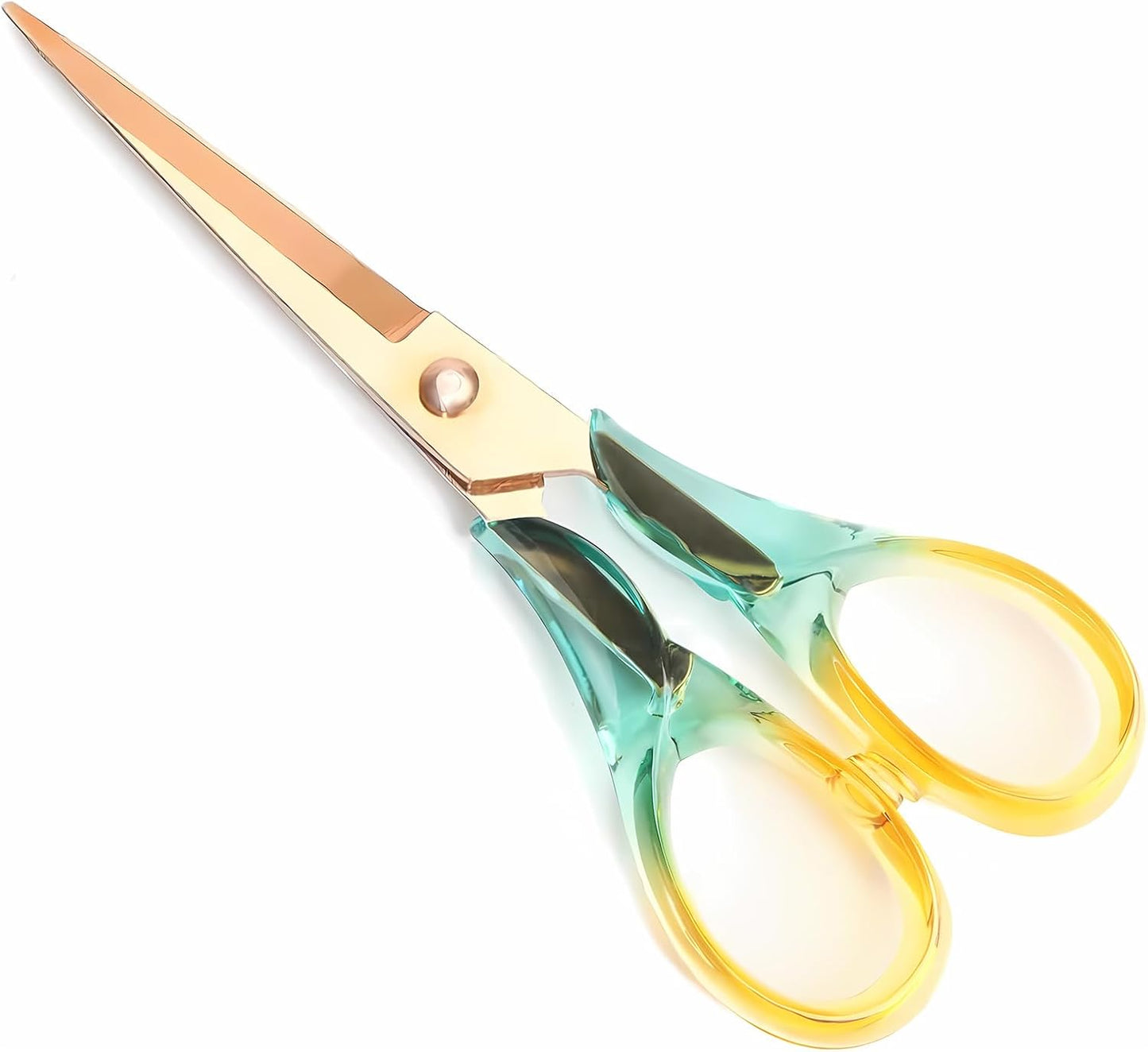 Scissors 6.3 Inch, Acrylic Handle with Stainless Steel Blade | Small harp Scissors for Scrapbook, Cute Scissors for Office Desk, Teachers Must Haves, Semi-Yellow