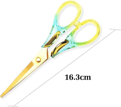 Scissors 6.3 Inch, Acrylic Handle with Stainless Steel Blade | Small harp Scissors for Scrapbook, Cute Scissors for Office Desk, Teachers Must Haves, Semi-Yellow