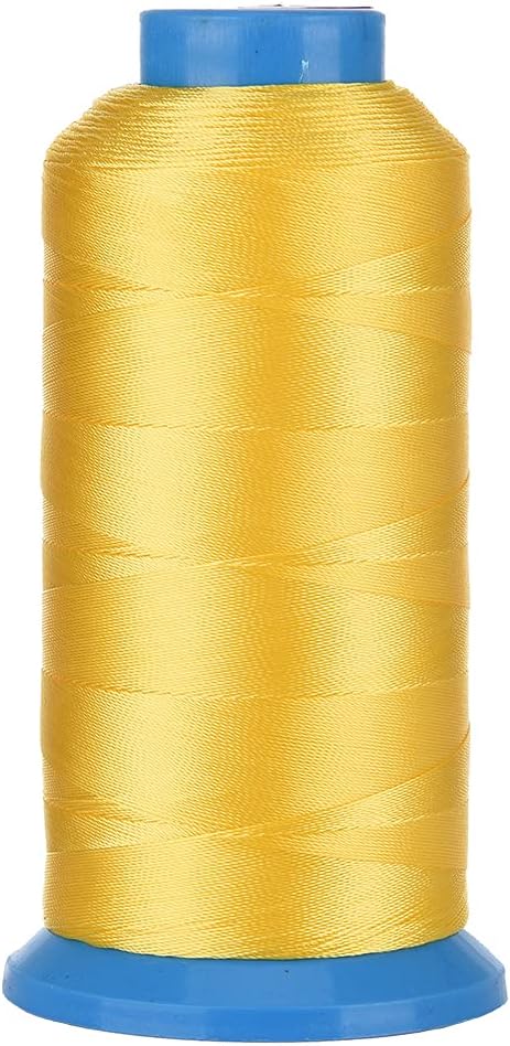 [1500Yards / 20 Colors Available] UV Resistant High Strength Polyester ThreadII #69 T70 Size 210D/3 for Upholstery, Outdoor Market, Drapery, Beading, Purses, Leather (Yellow) | High Strength Thread, #69 T70 Size 210D/3 for Upholstery, Outdoor Market,