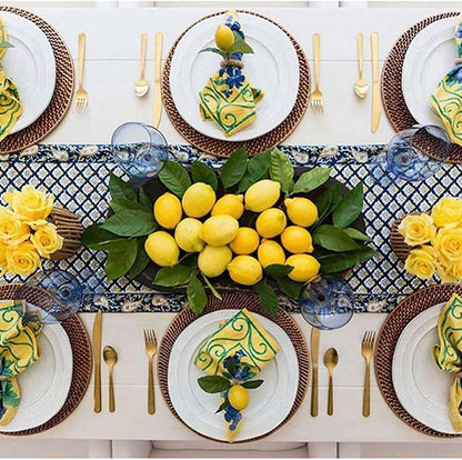 40PCS Handmade Napkin Rings Yellow Faux Lemon with Vine Napkin Ring for Wedding, Banquet, Serviette