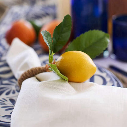 40PCS Handmade Napkin Rings Yellow Faux Lemon with Vine Napkin Ring for Wedding, Banquet, Serviette