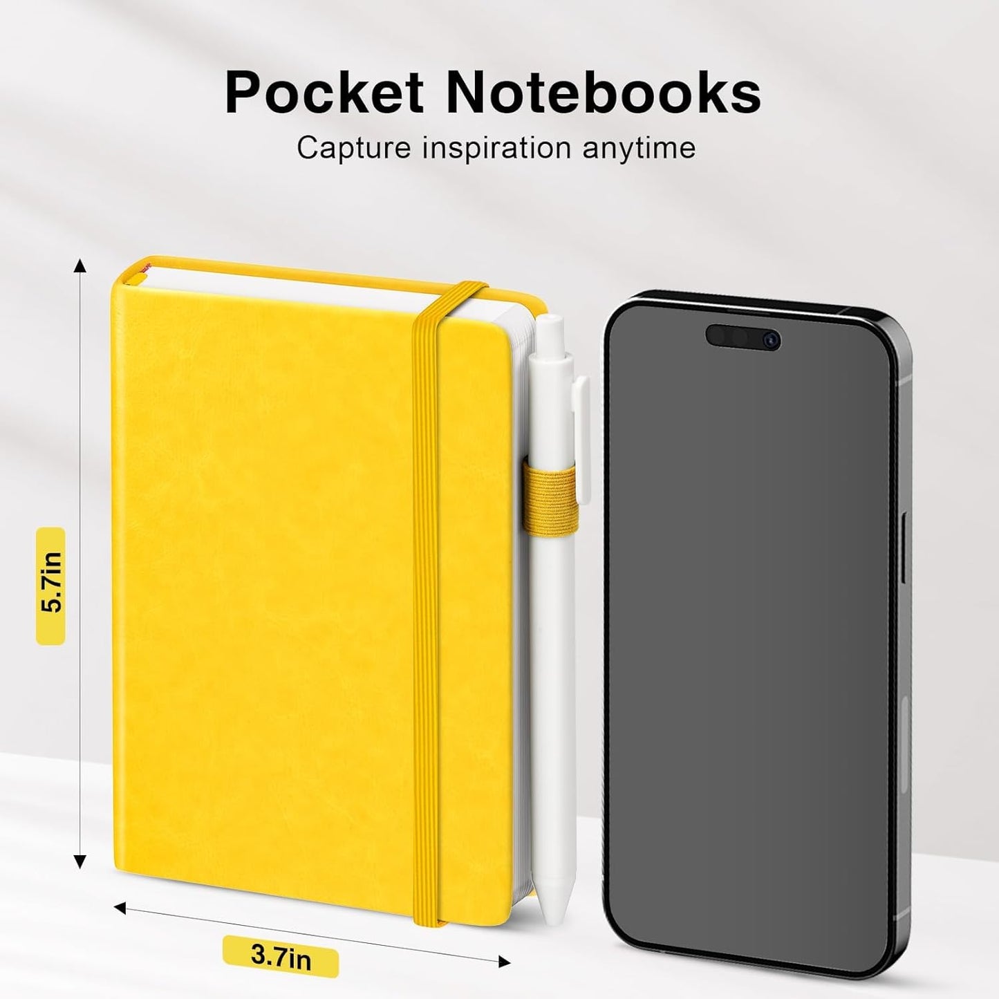 Pocket Small Notebook Journals, 16 Pack ( Lemon Yellow) Mini Notebook 3.7x5.7 Journaling Notebooks for Women Men, Hardcover Lined Note Pads with Pens for Work, Business, Travel Journal, Office Supplies