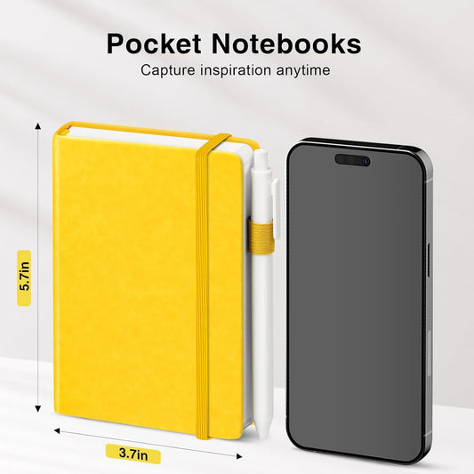 Pocket Small Notebook Journals, 16 Pack ( Lemon Yellow) Mini Notebook 3.7x5.7 Journaling Notebooks for Women Men, Hardcover Lined Note Pads with Pens for Work, Business, Travel Journal, Office Supplies