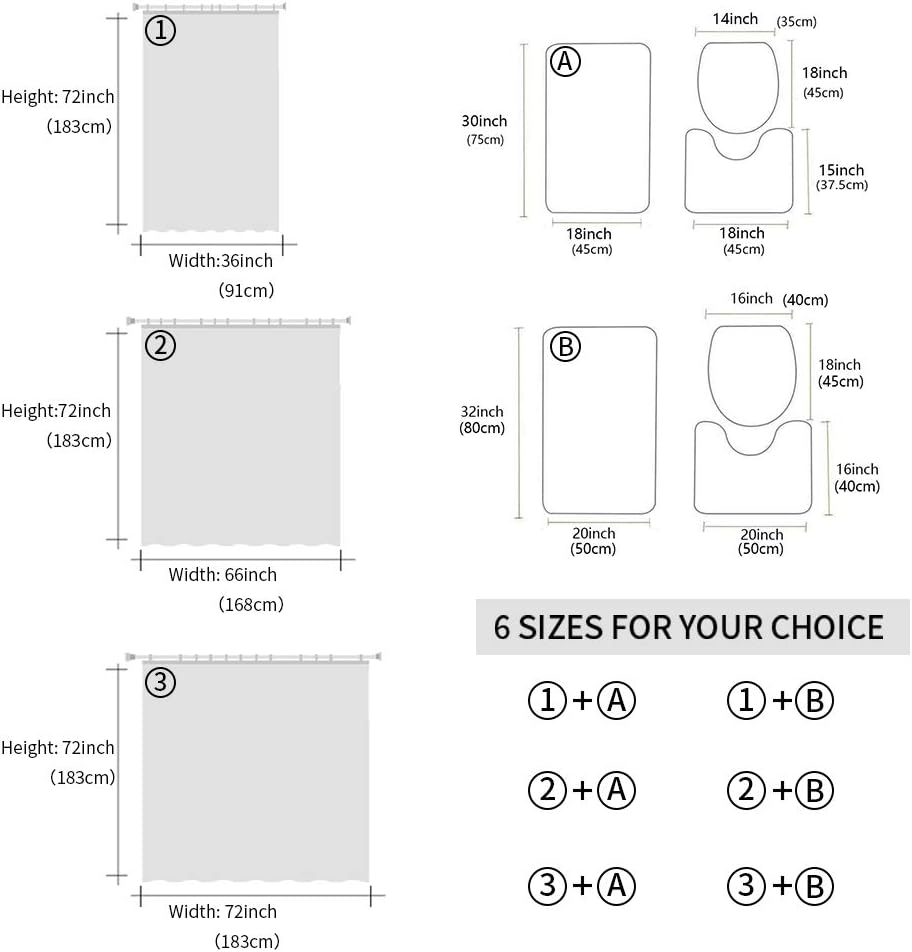 Happy Birthday 4PCS Shower Curtains Set with Toilet Lid Cover Non-Slip Rugs, Birthday Cake Waterproof Shower Curtain Set for Bathroom with 12 Hooks 66x72 in