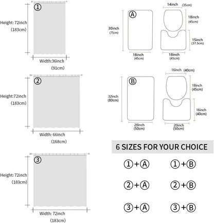 Happy Birthday 4PCS Shower Curtains Set with Toilet Lid Cover Non-Slip Rugs, Birthday Cake Waterproof Shower Curtain Set for Bathroom with 12 Hooks 66x72 in