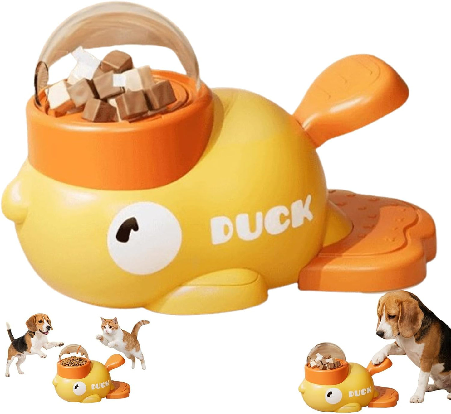 Cat Treat Toy, Duckie Puzzle Cat Feeder,Interactive Dog Toys Food Puzzle Slow Feeder, Cat Treat Dispenser Toy Duck-Shaped Enrichment Toy for Small Medium Dogs and Cats (Yellow)