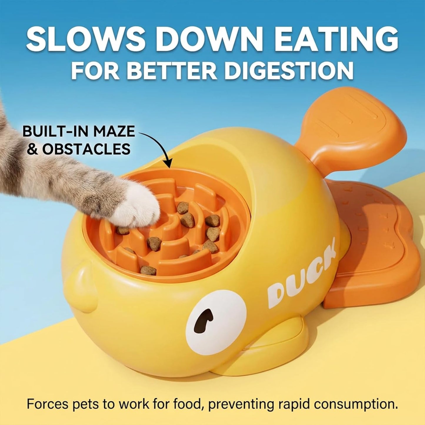 Cat Treat Toy, Duckie Puzzle Cat Feeder,Interactive Dog Toys Food Puzzle Slow Feeder, Cat Treat Dispenser Toy Duck-Shaped Enrichment Toy for Small Medium Dogs and Cats (Yellow)