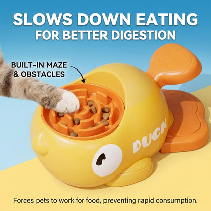 Cat Treat Toy, Duckie Puzzle Cat Feeder,Interactive Dog Toys Food Puzzle Slow Feeder, Cat Treat Dispenser Toy Duck-Shaped Enrichment Toy for Small Medium Dogs and Cats (Yellow)