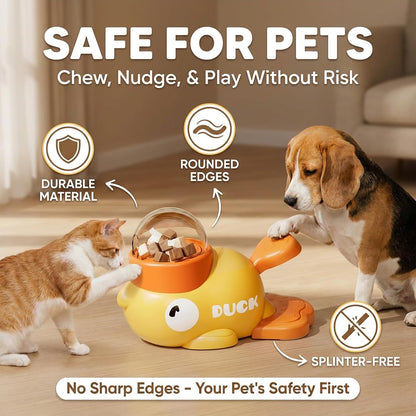 Cat Treat Toy, Duckie Puzzle Cat Feeder,Interactive Dog Toys Food Puzzle Slow Feeder, Cat Treat Dispenser Toy Duck-Shaped Enrichment Toy for Small Medium Dogs and Cats (Yellow)