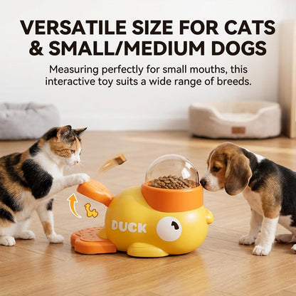 Cat Treat Toy, Duckie Puzzle Cat Feeder,Interactive Dog Toys Food Puzzle Slow Feeder, Cat Treat Dispenser Toy Duck-Shaped Enrichment Toy for Small Medium Dogs and Cats (Yellow)